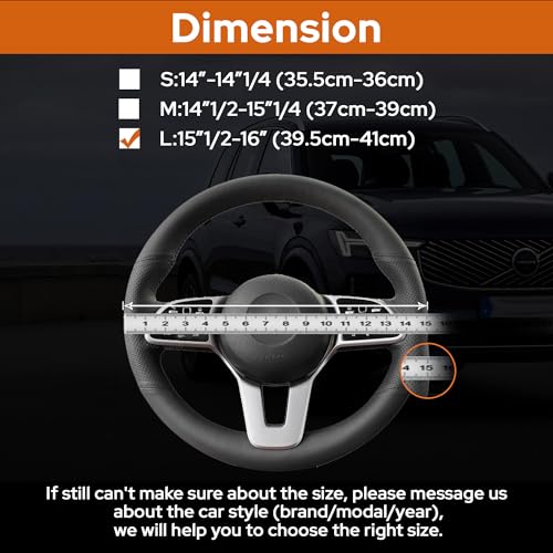 Image of CONTINENTAL [DuraGrip] O Type Large Size Steering Wheel Cover Build with Premium Vegan Leather Anti Slip Steering Cover.