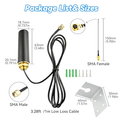 Antena LoRa de 915 MHz omnidireccional 5dBi SMA cable pigtail para Meshtastic ESP32 OLED 2