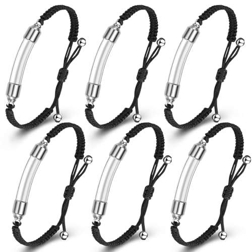 Tondiamo 6 Pcs Cremation Jewelry Glass Urn Bracelet for Ashes Adjustable Personalized Memorial Keepsakes Handmade Braided Ashes Bracelet Bangle Rope for Women Men Loved Ones and Pets