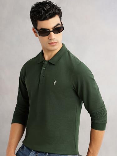 Image of Thomas Scott Men's | Solid | Full Sleeve | Regular Fit | Cotton Blend | Polo Collar | Casual Tshirt