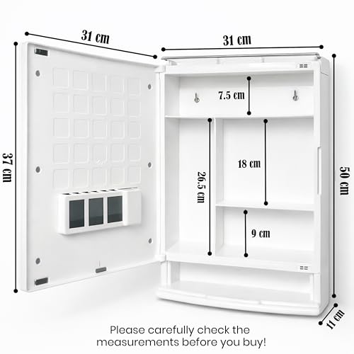 Image of JD FRESH Unbreakable Bathroom Cabinet with Mirror /Wall Mount Mirror Cabinet for Wash Basin /Bathroom Organizer Cabinet /Multipurpose Wall Storage Organizer /Decorative Prime Look (White)