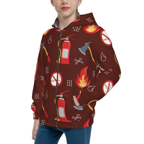 Fire Extinguisher Kid Hoodies Boys Zip Up Sweatshirts Girls Pullover with Pocket