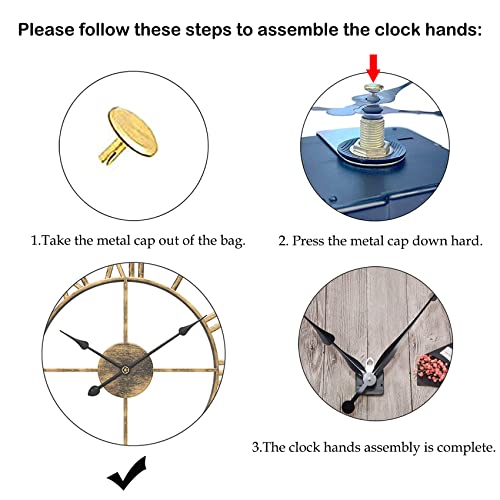 Eurson Large Wall Clocks Non-Ticking Silent 24 Inch Battery Operated Oversized Metal Round Roman Numerals European Industrial Wall Clocks For Home Kitchen Living Room Office Decor (24 Inch, Bronze) #TOP3