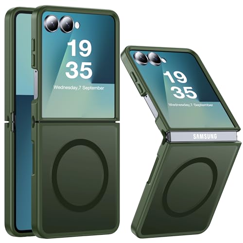 Image of Galaxy Z Flip 7 MagSafe Case, Military Drop Tested, Translucent Matte Silicone Bumper, Anti-Fingerprint, Slim, Grass Green