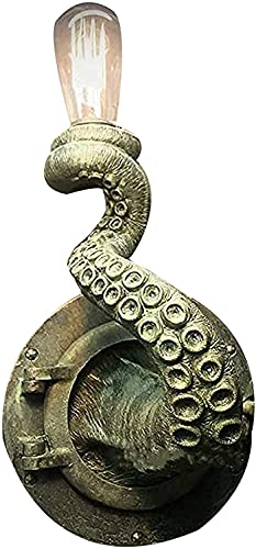 Image of Resin Wall Lamp, Retro Octopus Electric Light Resin Wall Lamp Creative Tentacle Monster Wall Hanging Octopus Tentacle Lamp Holder Home Decoration, Suitable for Bars, Cafes, Corridors, Entrances, Attic