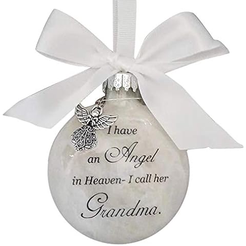 FEBUD Ornament Feather Ball Keychain I Have an Angel in Heaven I Call Him/Her Dad/Mom/Dau/Son/Grandpa/ma/Wife/Hunsband Memorial Ornament for Loss of He/She Forever in Our Heart Cover