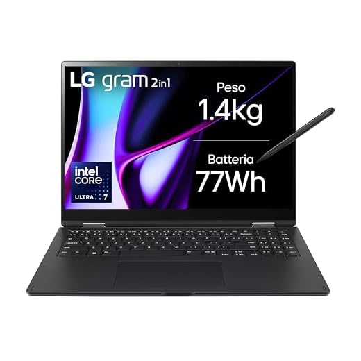LG gram Pro 2in1 16T90SP Notebook convertibile 16" Touch 2.5K (2560x1600), Intel Core Ultra 7 155H, 16GB RAM, 512GB SSD, Ultraleggero solo 1.4kg, Batteria 77Wh, Windows 11, Tastiera italiana, Nero