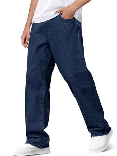 Jean ample décontracté style coupe droite avec poches garçon