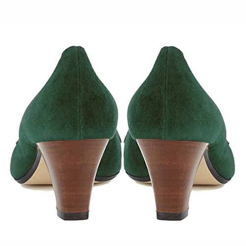 Image of LEHOOR Women Vintage Chunky Block Heel Pumps Shoes Square Pointed Toe Slip On Formal Office Work Business Loafers Shoes Suede Snakeskin Cone Heel Oxford Shoe Ladies Professional Chic Fall 4-11 M US