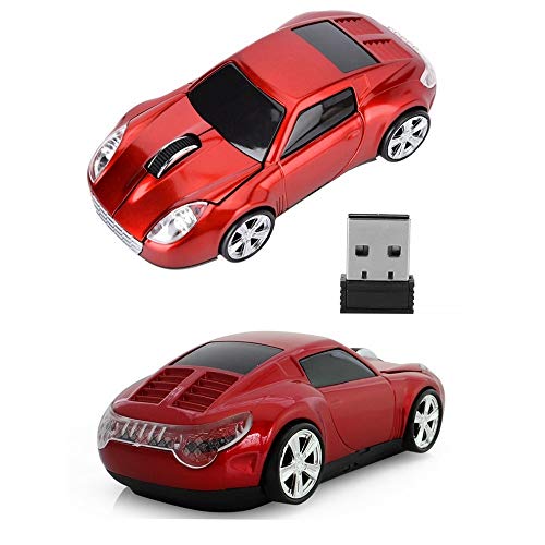 Voiture Souris sans Fil - Originalité Modèle de Voiture Souris Optique USB 1200DPI 3D pour Souris sans Fil pour Ordinateur Portable (Couleur : Red)