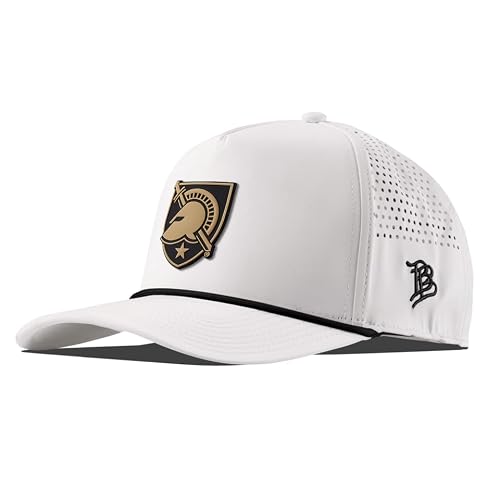 Branded Bills NCAA Army Black Knights White 5-Panel Performance Black Rope Army Black Knights PVC, Lightweight, Comfortable Baseball Cap
