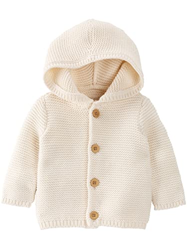 Image of little planet by carter's unisex-baby Organic Cotton Signature Stitch Cardigan, Cream, 9 Months