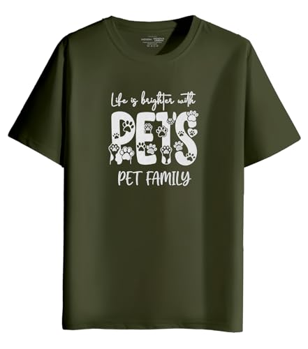 Image of INDISSH T-Shirt for Man | Regular and Plus Size Upto 7XL | Pet Lover Graphic Printed | Round Neck Cotton Fabric Regular fit Casual T-Shirt for man - RNM-PETFAMILY-PAR