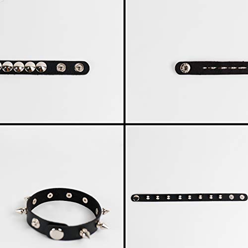 NEWITIN 12 Pieces PU Leather Bracelets Punk Bracelet Adjustable Goth Cuff Bracelet Gothic Rivet Buckle Wristbands Black Bracelets for Men Women3