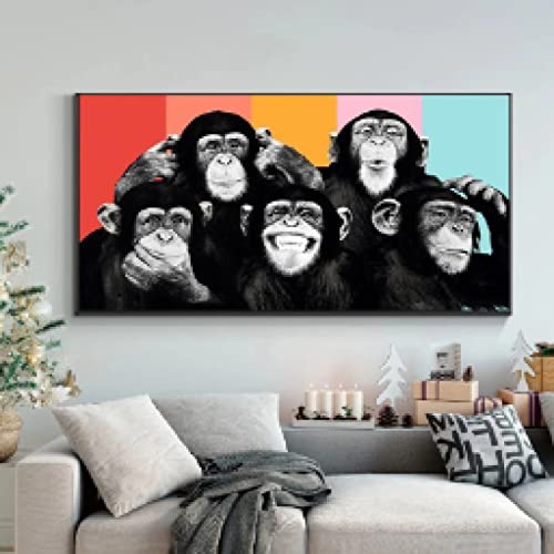 Toile Singe Graffiti moderne en impression haute définition sur toile canvas premium 80x160cm - 4