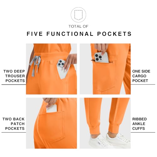 Image of Kitmaz Scrub Pants for Women - Mid Rise 4-Way Stretch Anti-Wrinkle Slim Fit Jogger Pants, Drawstring & 5 Pockets
