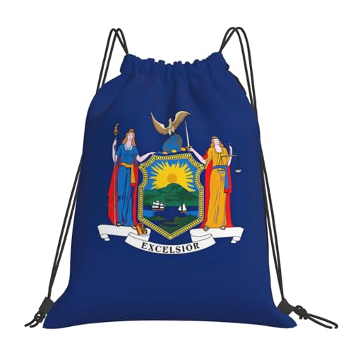 BREAUX Rucksack mit New Yorker Staatsflagge, Freizeit, Kordelzug, Fitness-Tasche, faltbar, für Sport, Reisen und den täglichen Gebrauch, Weiss/opulenter Garten, Einheitsgröße