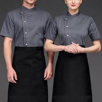Golf Shirts for Men Unisex Men Women Breathable Chef Jacket Cooking Coats Hotel Restaurant Work Uniform Canteen Work Chef Coat Grey