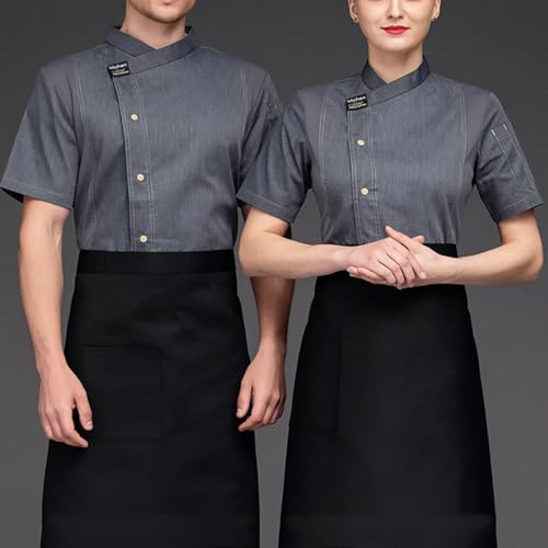 Golf Shirts for Men Unisex Men Women Breathable Chef Jacket Cooking Coats Hotel Restaurant Work Uniform Canteen Work Chef Coat Grey