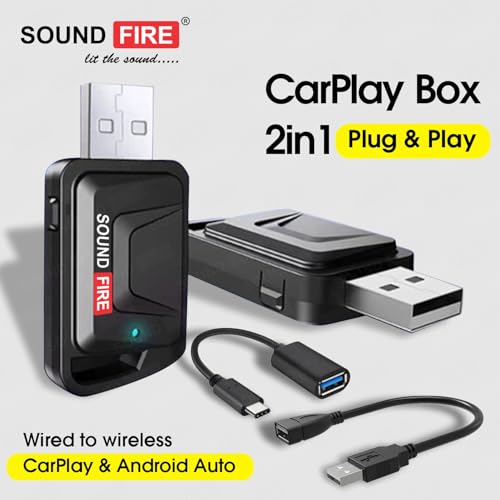 Image of SOUND FIRE SF-CA03 Wired to Wireless Carplay & Android Auto USB Adaptor Plug N Play for OEM Car Stereo