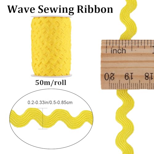 GORGECRAFT 50m Rick Rack Trim Ribbon 5mm Wide Wave Bending Fringe Trim Woven Braided Webbing Edge Fabric Lace for DIY Sewing Crafts Dress Clothes Embellishment Party Decor Gift Wrapping - Image 2