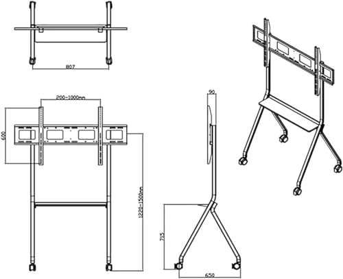 Soporte móvil para TV de piso ajustable para 30-60 pulgadas miniatura 2