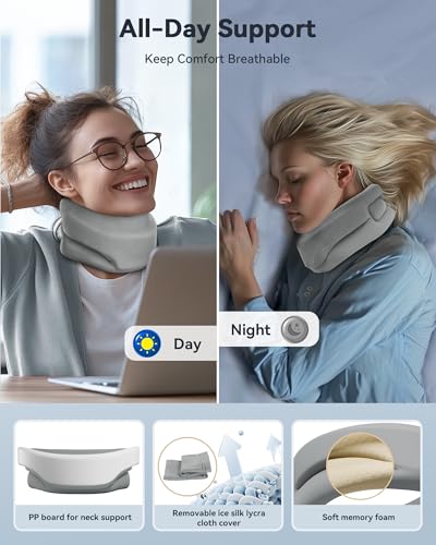 neck brace cervical collar - neck support brace for sleeping soft foam wraps keep vertebrae stable and aligned for relief of cervical spine pressure gray medium126-158 inch