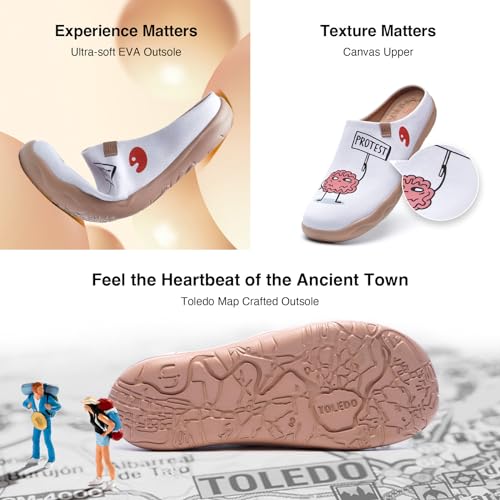 Image of UIN Slipper Woman Travel Art Painted Shoes Wide Toe Casual Home Slip On Mules Malaga