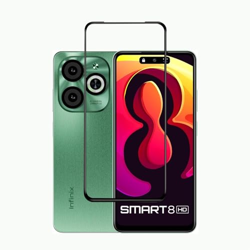 Image of DD SON Tempered Glass Screen Protector Compatible for Tecno Pop 8 / Infinix Smart 8 (11D) with Edge to Edge Coverage and Easy Installation kit,Black