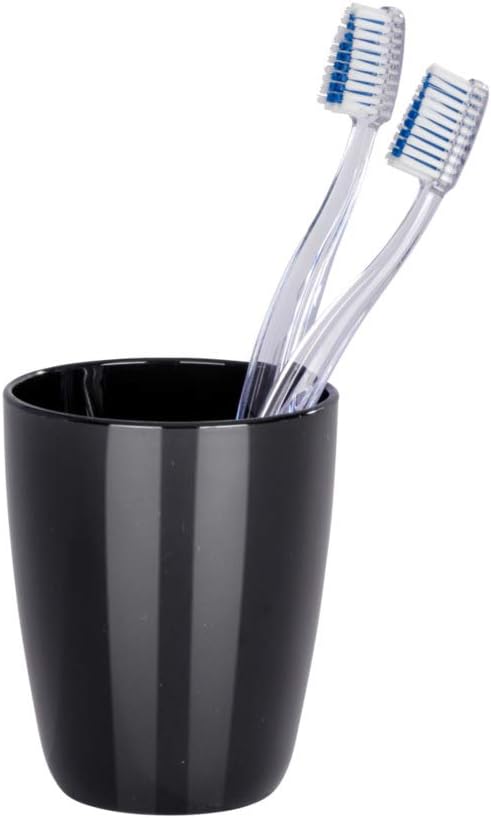 WENKO Toothbrush Tumbler Cocktail in Black, Polystyrene, 8 x 8 x 10 cm