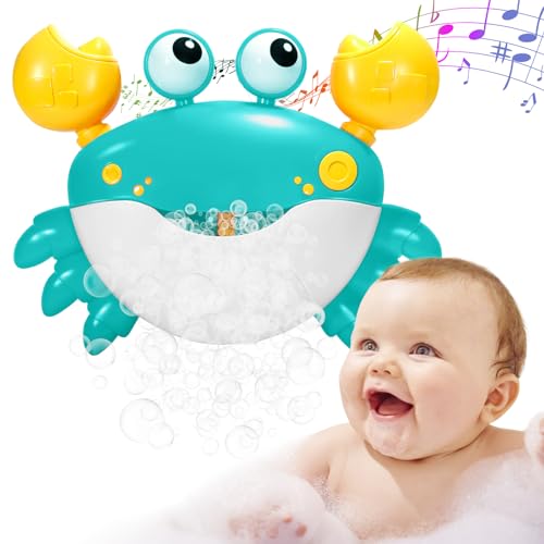 Image of YUISTRE Crab Bubble Machine Bath Toy:Bath Bubble Maker,Blow Bubbles and Plays Children’s Songs,Bath Toys for Toddlers 1-3,Battery Operated (Red)