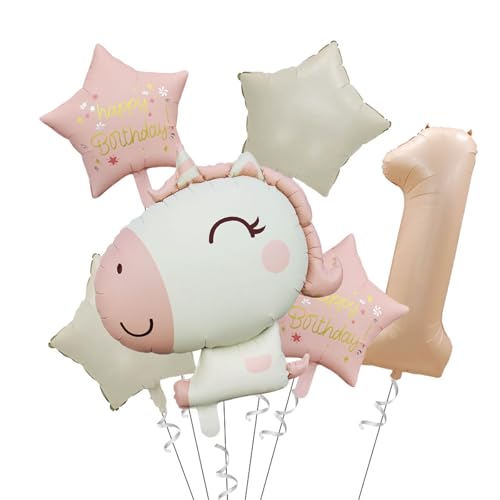 Ovanda Decoração para 1 aniversário de menina, 1 aniversário, decoração de 1 ano para meninas, unicórnio, decoração de aniversário infantil