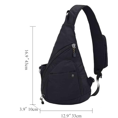Sling Bag for Women Men, Crossbody Backpack for Hiking Running, Fashionable Mens Fanny Pack Cross body, Outdoor Crossbody Men's Shoulder Bag,Travel Essentials Mens Bags (Black)2