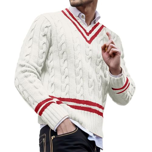 Men's Casual Sweater Slim Fit V Neck Soft Lightweight Long Sleeve Fashion Pullover Top