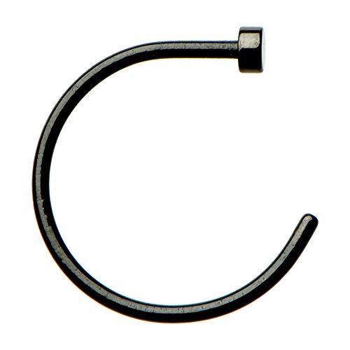Body Candy Titanium Anodized Stainless Steel Black Nose Stud Hoop 20 Gauge 3/8