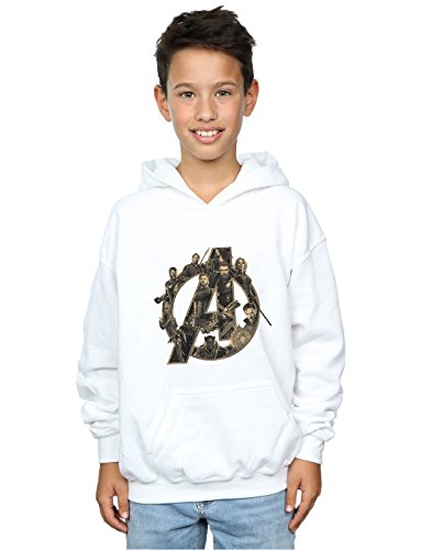 Marvel Boys Avengers Infinity War Marvel Logo Hoodie White 5-6 Years