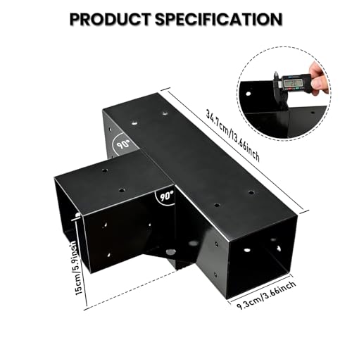Anman Corner Pergola Brackets Kit 4x4 4-Way Right Angle Corner Woodworks Brackets for Extension Elevated Wood Stand, Workbench Kit Alloy Steel Beams/Pergola/Gazebo Kit (4-Way Corner Brackets (2 PCS))