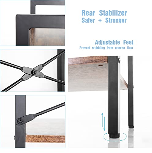 Jjs Industrial 3-Tier Bookshelf, Freestanding Rustic Display Bookcase Storage Rack Shelf Plant Stand For Living Room Home Office, Brown #TOP6