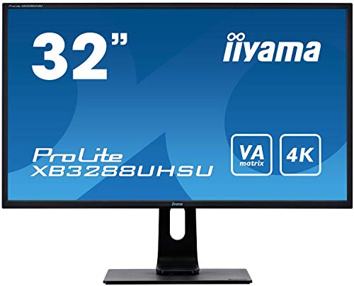 iiyama XB3288UHSU-B1 32 Inch VA LCD (NTSC 95 Percent), 3ms, 4K UHD 3840x2160, FreeSync, 2x HDMI,1 x DisplayPort, 3 x USB, 2 x 3W Speakers, HA Stand