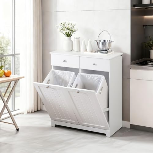 Double Tilt Out Trash Can Cabinet – Hidden Wooden Kitchen