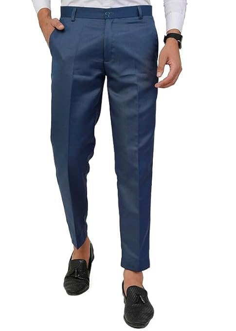 Men's Formal Trousers, Navy Blue Slim Fit, Business Casual Office Wear-picture-21