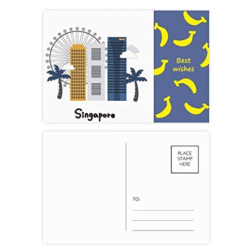 Cartes postales Singapore Flyer et bâtiments Banana 20pcs multicolores de 5,7 x 3,8 pouces