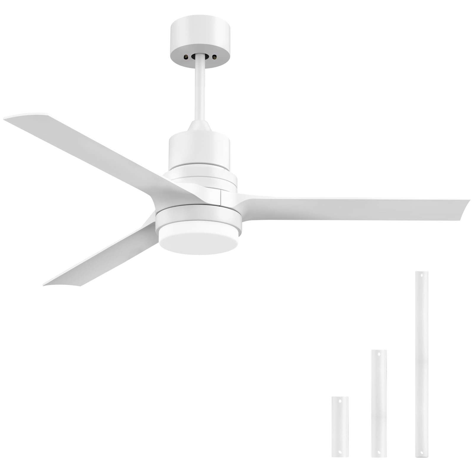 Ceiling Fans with Lights And Remote, 52 Inch Outdoor/Indoor White Fan with 6 Speeds 1/2/4H Timer Reversible DC Motor Noiseless Fan for Patio Farmhouse Living Room Bedroom Kitchen