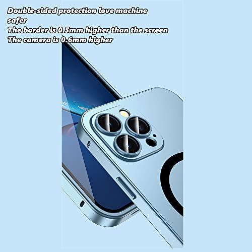 Magnetic Charging Aluminium Metal Bumper Matte Case Cover,Metal Frame Magnetic Charging With Full Lens Protection For Iphone (Black,Iphone14Promax) #TOP5