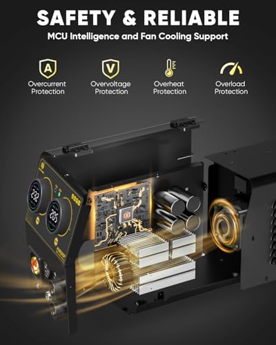 Image of H HZXVOGEN 205A MIG Welder, 110 /220V 5 in 1 Gas Pulse MIG /Flux Core Pulse MIG /Stick /Lift TIG /Spool Gun Welding Machine with Synergic Multiprocess Aluminum Welder Machine