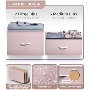 Sorbus kids dresser with 5 drawers storage chest organizer unit with steel frame wood top handles tie dye fabric bins for clothes wide furniture for bedroom hallway kids room nursery closet  urban country home decor