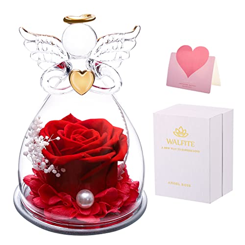 Walfite Preserved Real Rose With 'I Love You' Angel Gifts,Gifts Idea For Mom,Angel Rose, Women,Girlfriend,Or Wife On Valentine's Day,Mother's Day,Birthday,Anniversary,Thanksgiving,Or Christmas. #TOP4