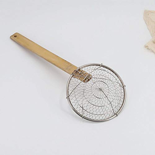 Bamboo Strainer Coarse Skimmer Kitchen Stainless Steel Spider Strainer With Natural Bamboo Handle Frying Spider Spoon Cooking Pasta 4 Inch 7 Inch 12 Inch #TOP2