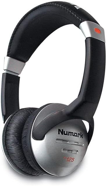 Numark HF125 | Ultradraagbare professionele DJ-koptelefoon met 1,8 m kabel, 40 mm drivers voor uitgebreide respons en gesloten achterkant voor superieure isolatie, Zwart, Zilver
