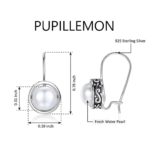 Sterling Silver Freshwater Cultured Pearl Drop Earrings for Women, AAA+ Quality Leverback White Pearl Earrings Dangle Hypoallergenic Jewelry2